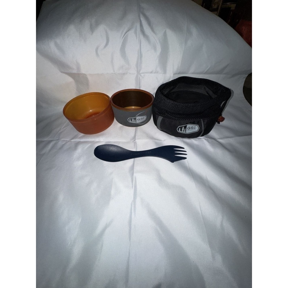GSI Outdoors Nesting Bowls Set Mesh Case Light My Fire Spork Mess Kit
